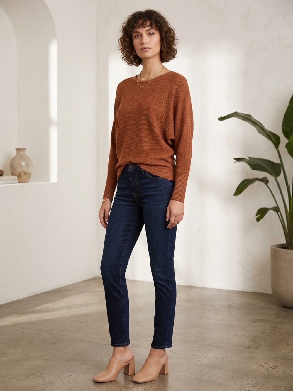 Tahari Rust Crewneck Sweater - Burnt Orange